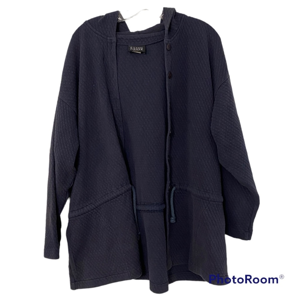 EILEEN FISHER Button Up Tie Jacket M